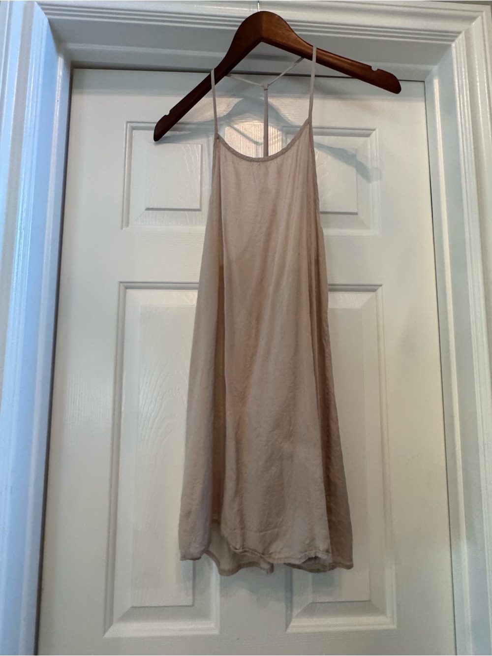 **Vintage/Never Worn** Chan Luu Taupe Spaghetti-Strap Mini Dress-